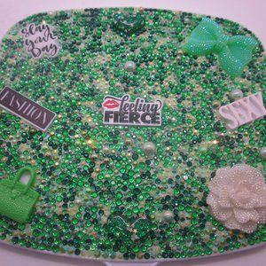 Multi Green Bling Hand Held Mirror